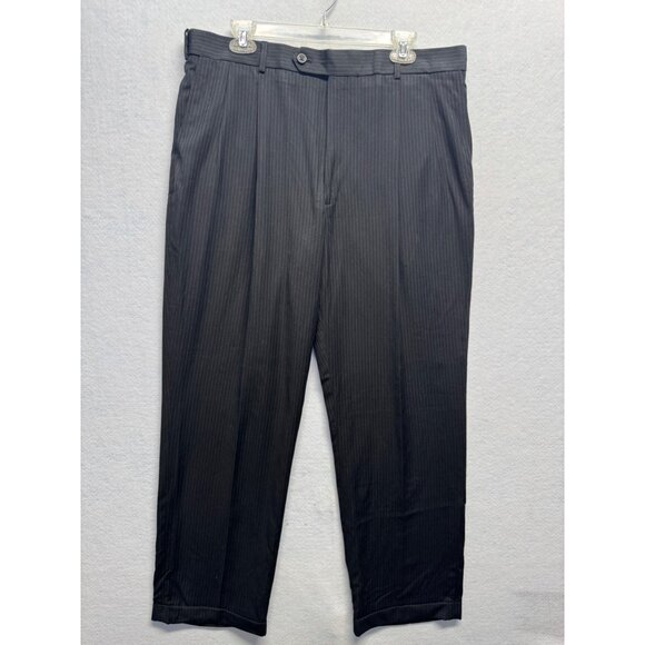 Mens Black Pinstripe Dress Pants 36W/32L By Statements - Picture 1 of 9
